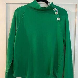 J. Crew Bright Green Button-Neck Sweatshirt